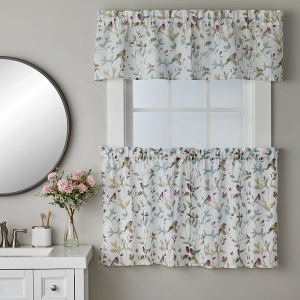 August Grove® Norwich Floral Tailored 54'' Kitchen Curtain in Pastels